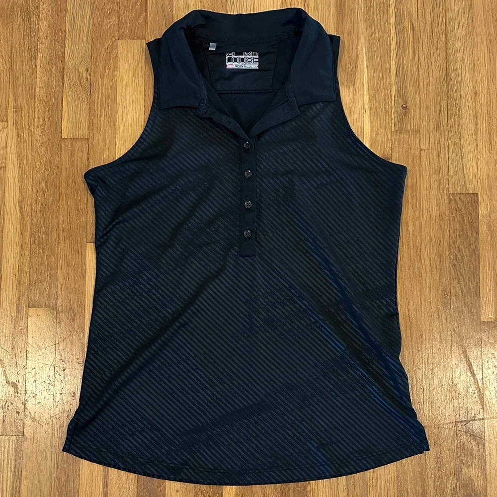 *last chance* Under Armour | Women’s Sleeveless Black Polo Top - Picture 1 of 16